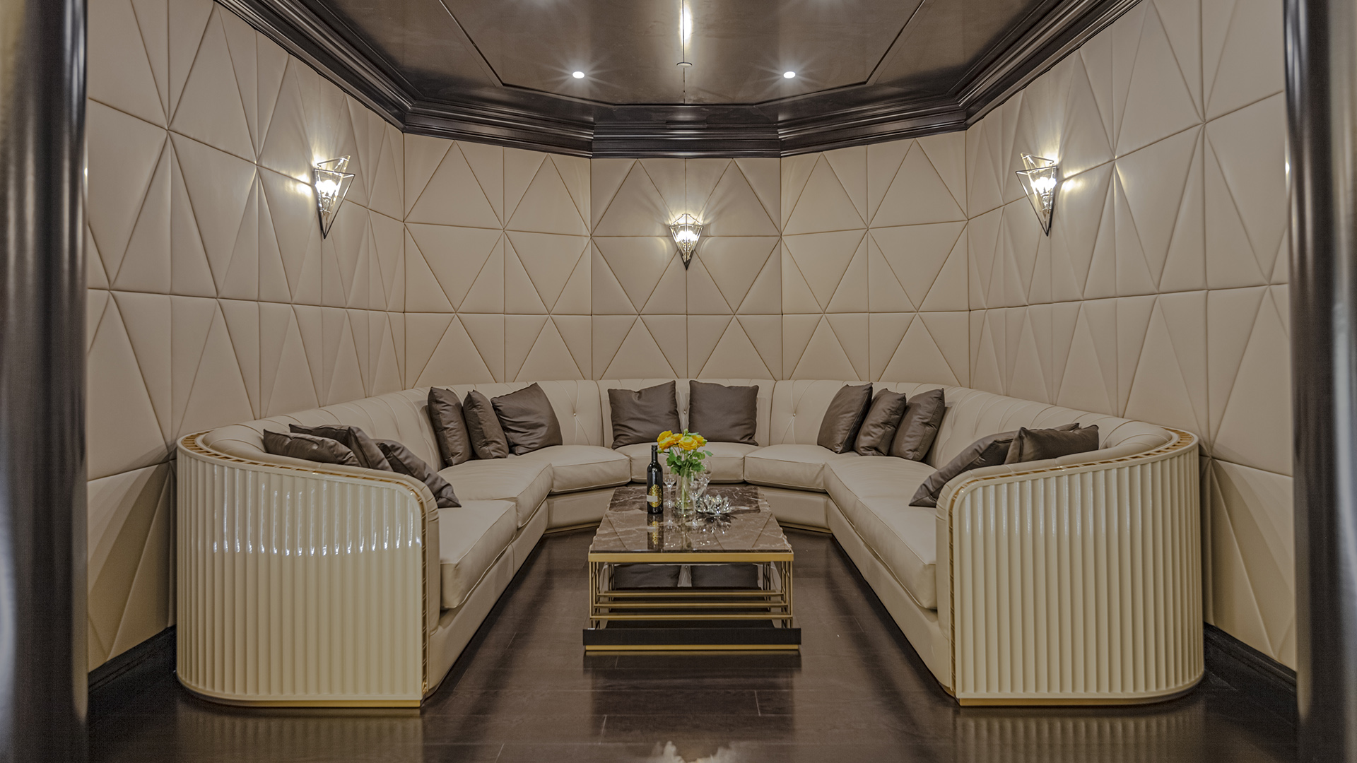 Altamont's Muse intimate booth seating with quilted walls in West Vancouver