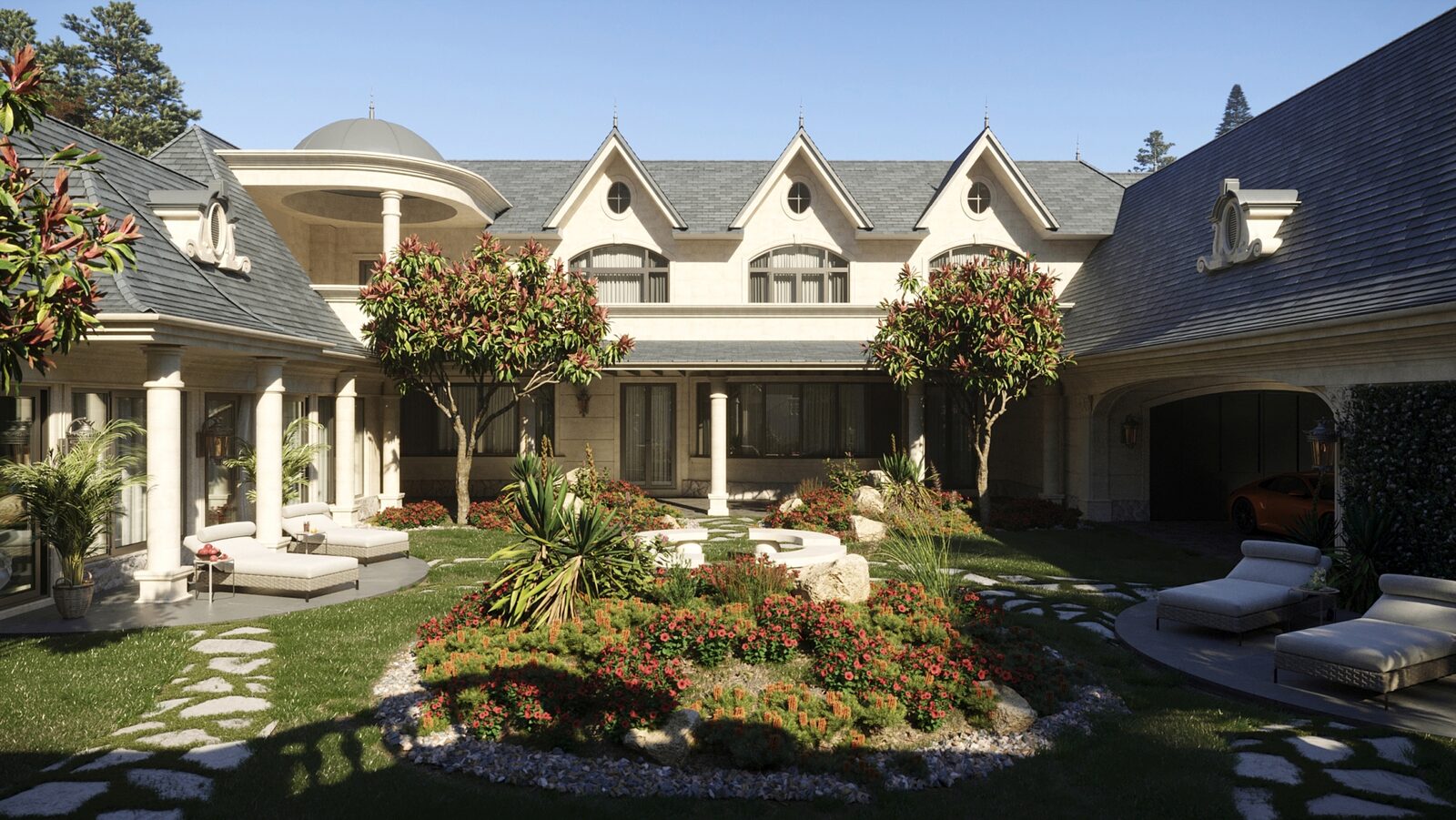 Rear courtyard garden