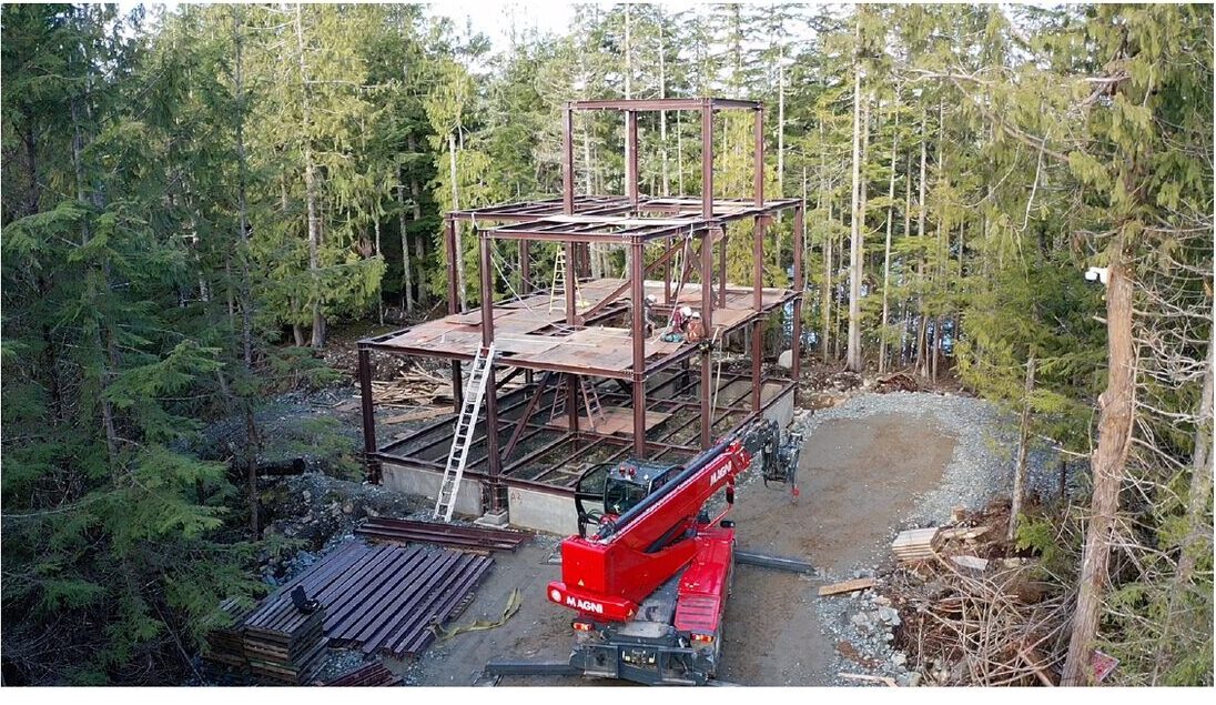 Steel frame aerial view