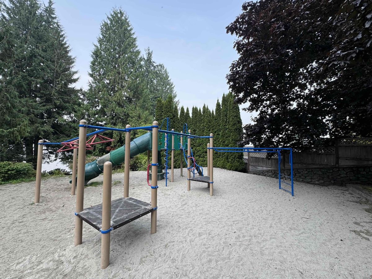Lions Bay Beach Park before construction — existing playground equipment