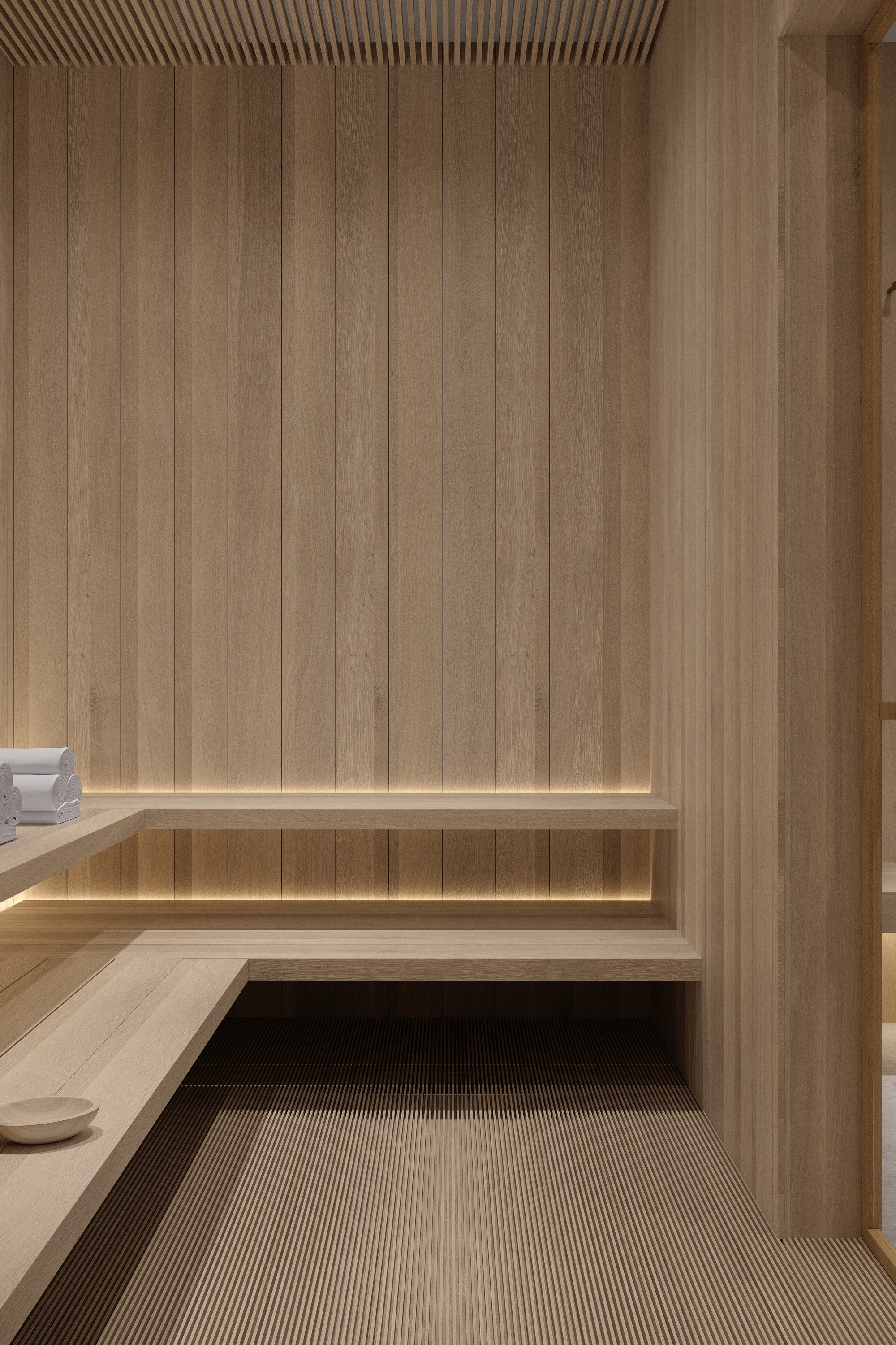 Sauna detail at Scandinavian barn house West Vancouver by Eurohouse Construction
