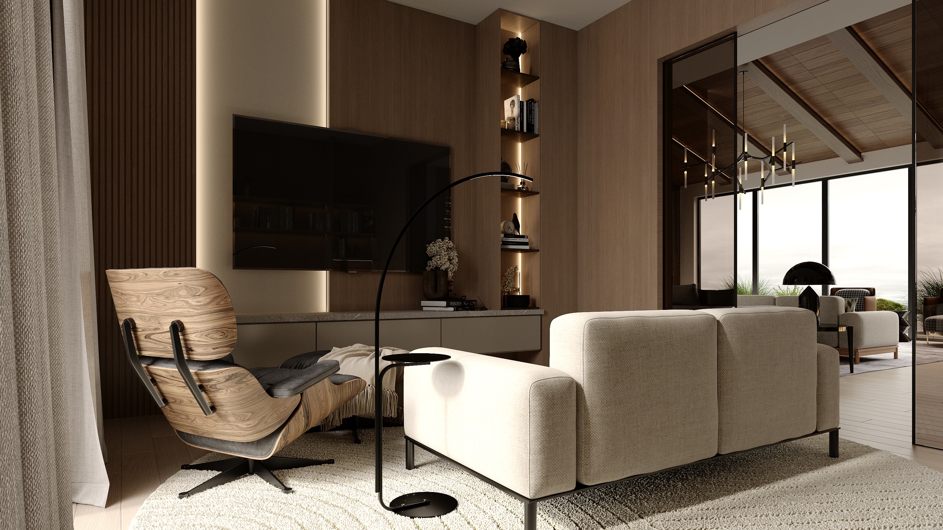 Study room detail at Scandinavian barn house West Vancouver by Eurohouse Construction