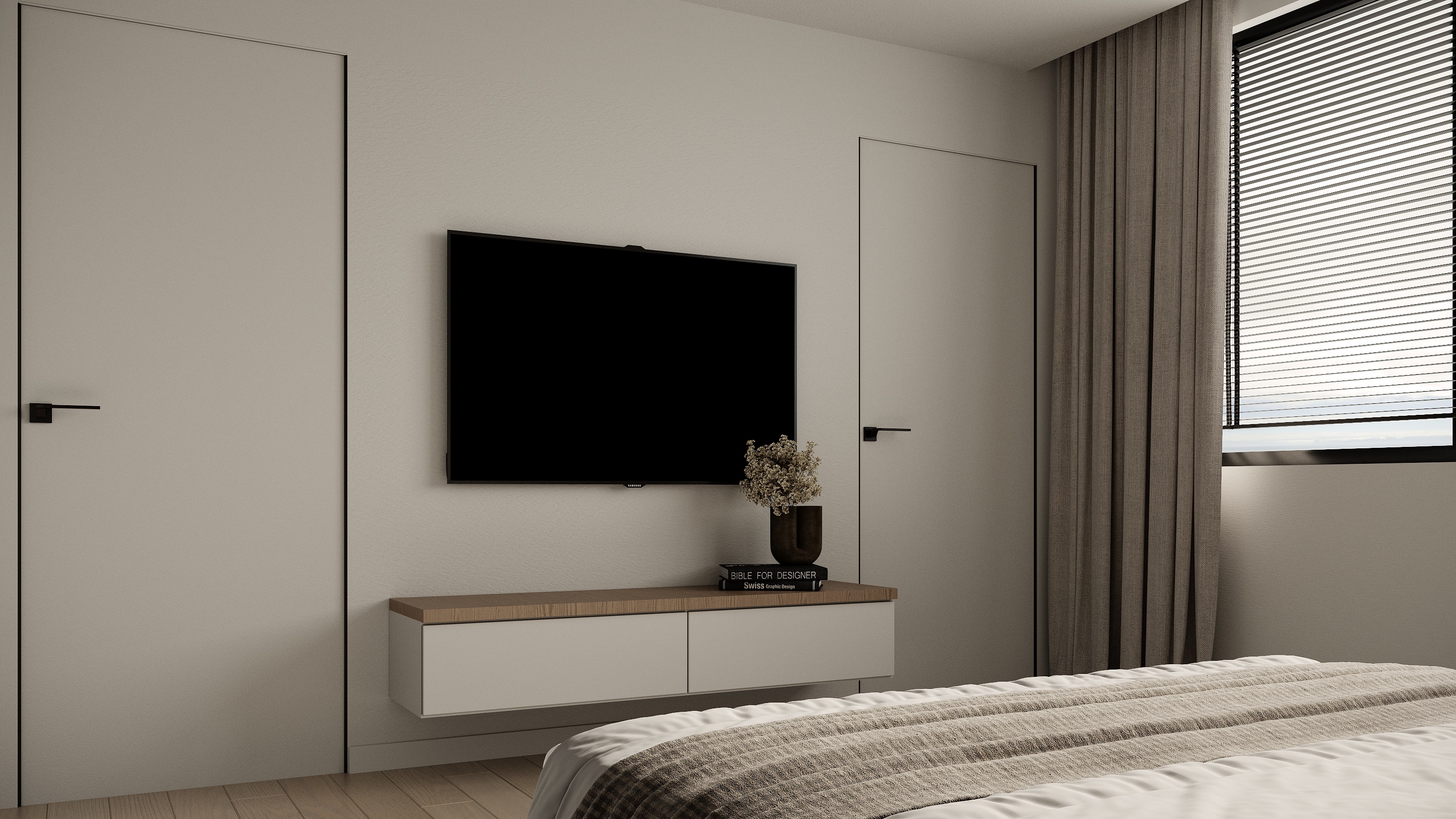 Third upper bedroom at Scandinavian barn house West Vancouver by Eurohouse Construction