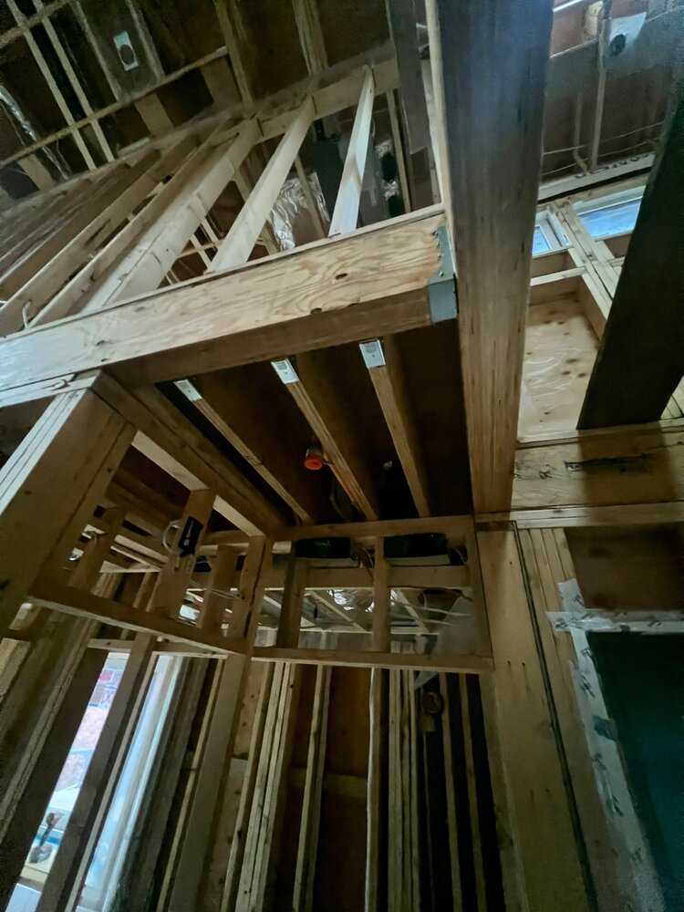 Interior framing at stairwell