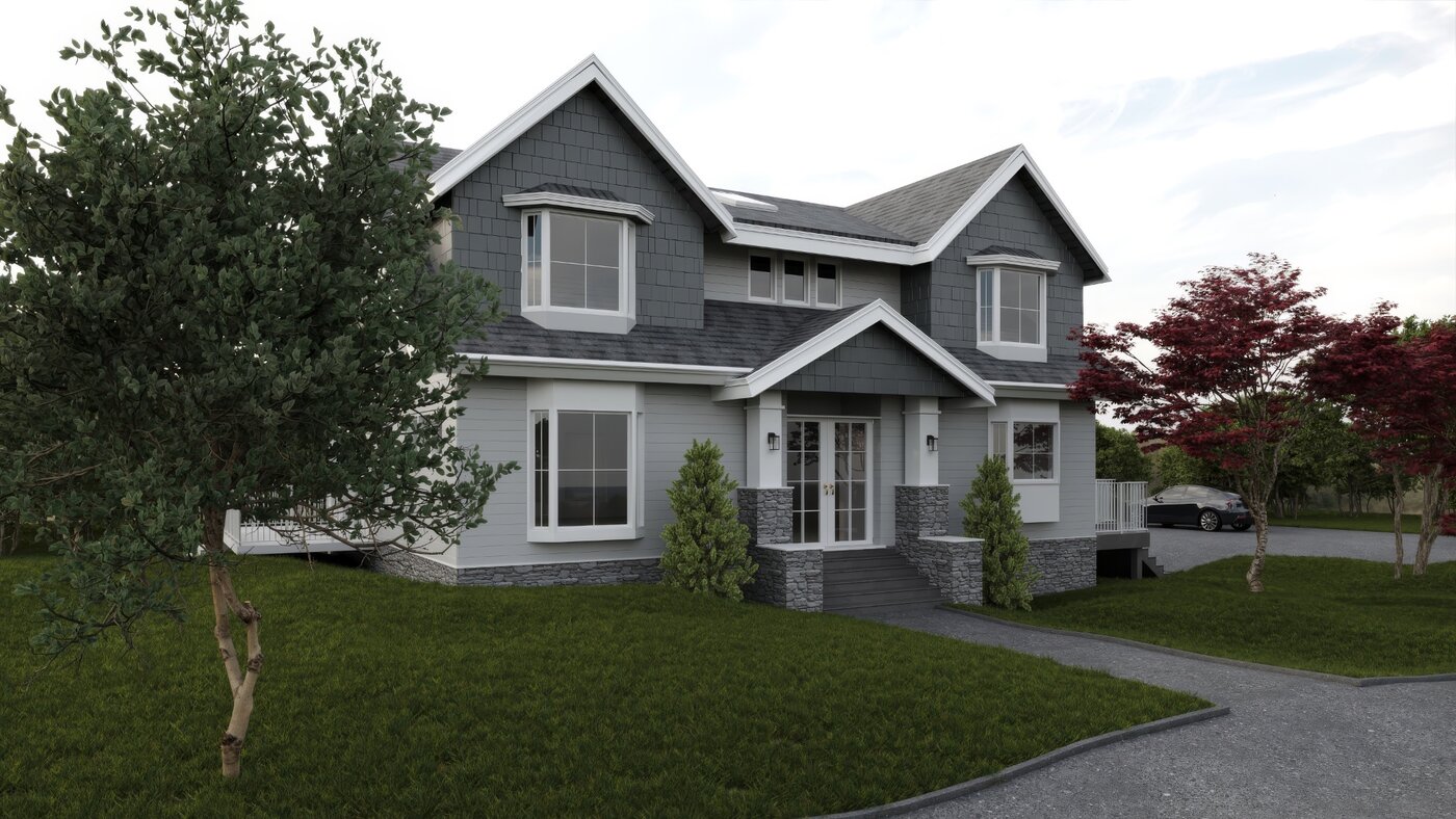 Exterior rendering from angle