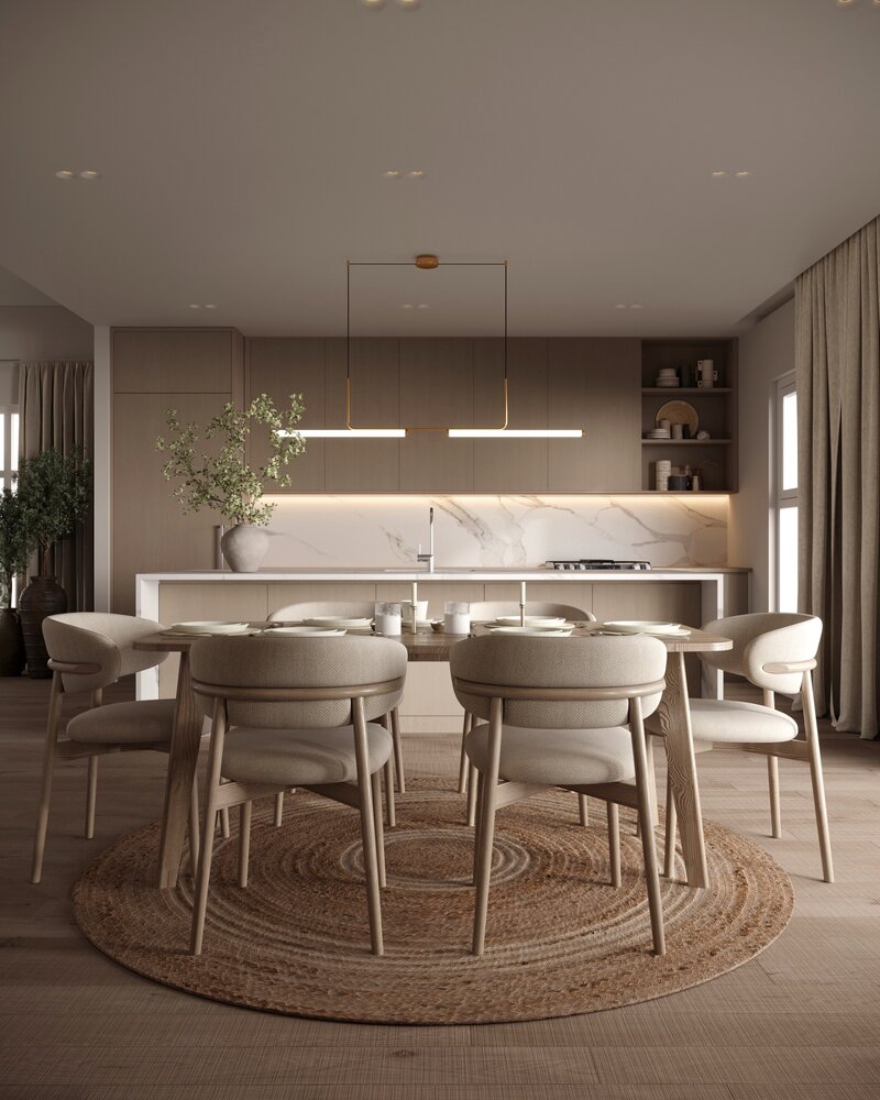 Kitchen and dining rendering