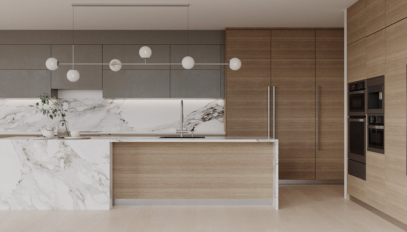 Kitchen view with panel-ready appliances